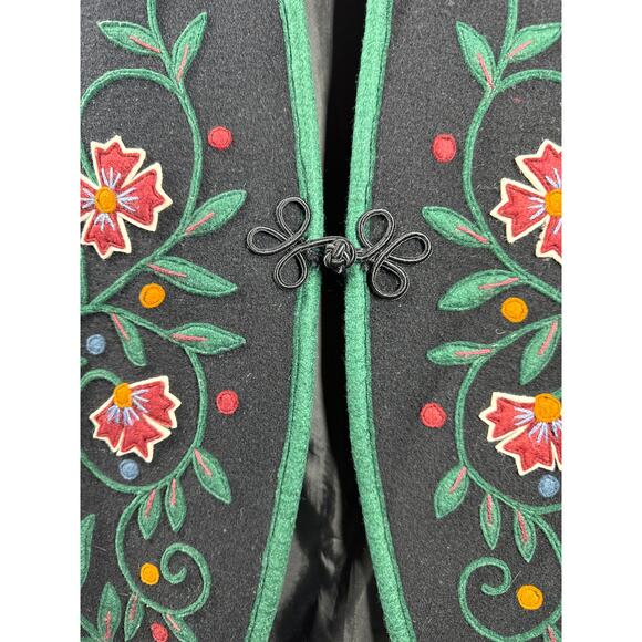 Vintage Handmade Wool Felt Embroidered Patchwork Floral lined Vest Chest 36 - Picture 3 of 6
